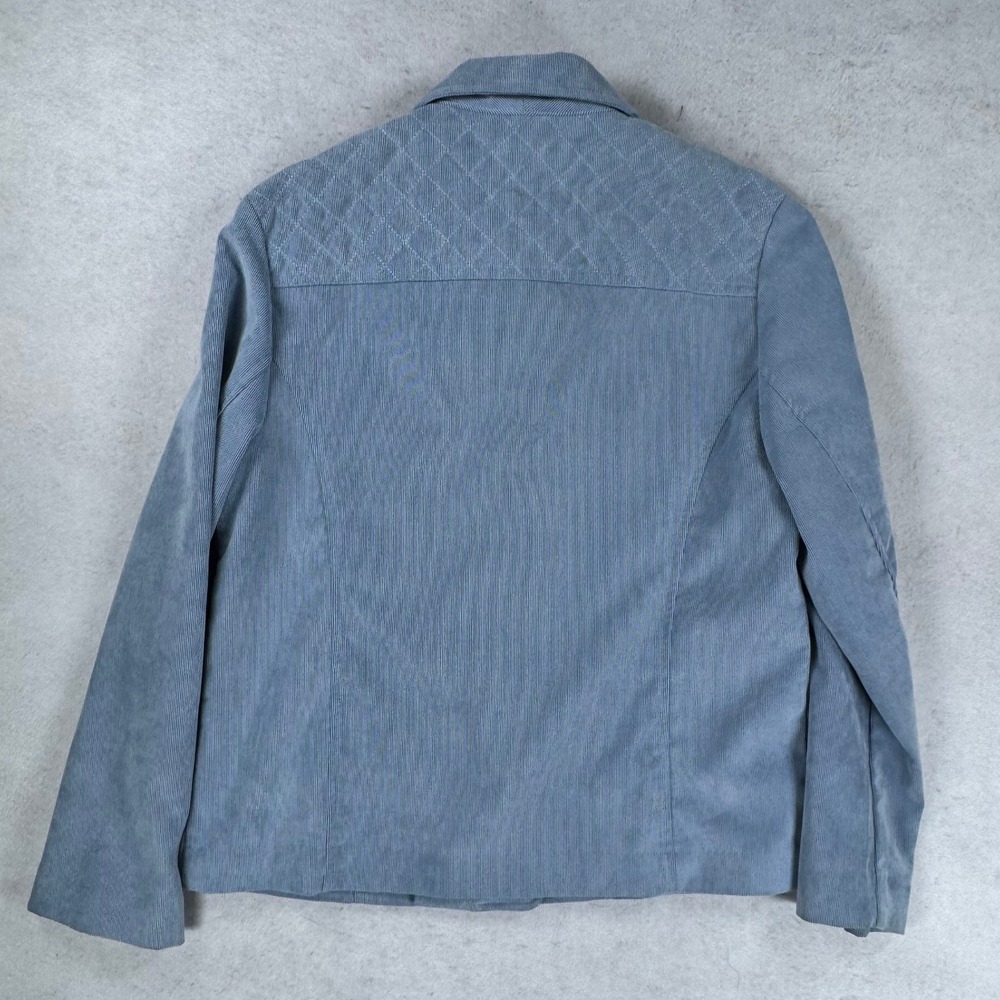 Alfred Dunner Petite Blue Corduroy Quilted Jacket Button Front Size 8P - Picture 8 of 8